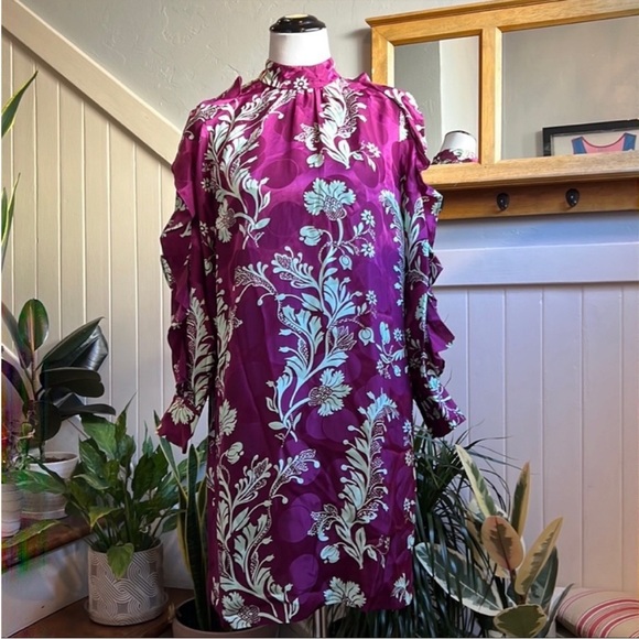 NWT J. Crew Collection 100% Silk Ruffle Sleeve High Neck Dress - Picture 15 of 15